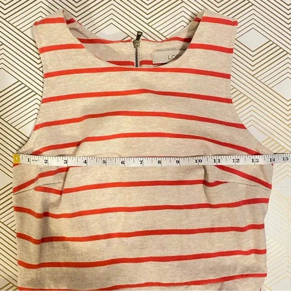 Ann Taylor LOFT- Beige with Red Stripes Casual A-Line Dress - Picture 6 of 9